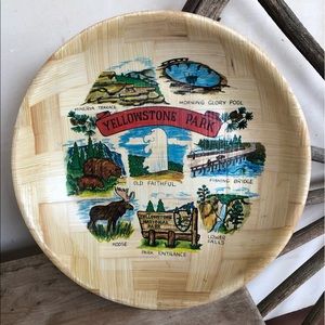 YELLOWSTONE PARK VTG 60’s Lg SOUVENIOR Bamboo BOWL